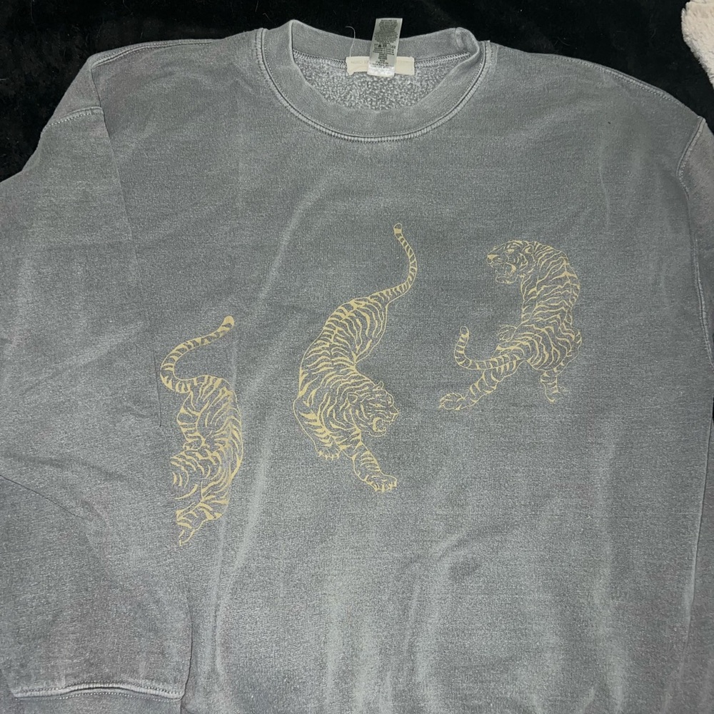 Gray Tiger Print Sweater